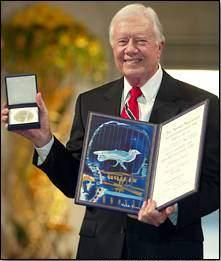 Jimmy Carter getting Nobel Prize on December 11, 2002 in Oslo, Norway